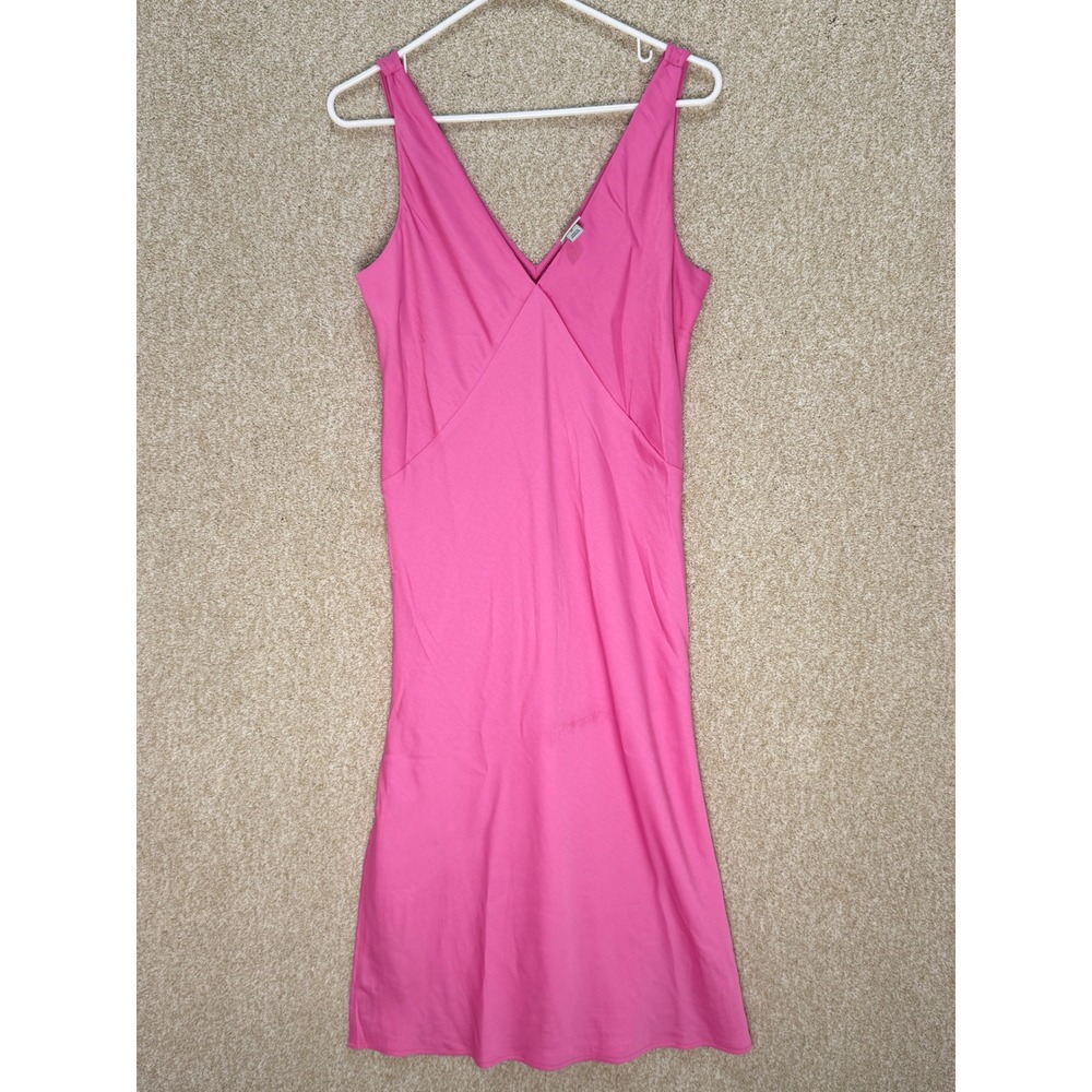 Imperfect pink slip dress vneck midi dress sleeveless slits medium wedding guest